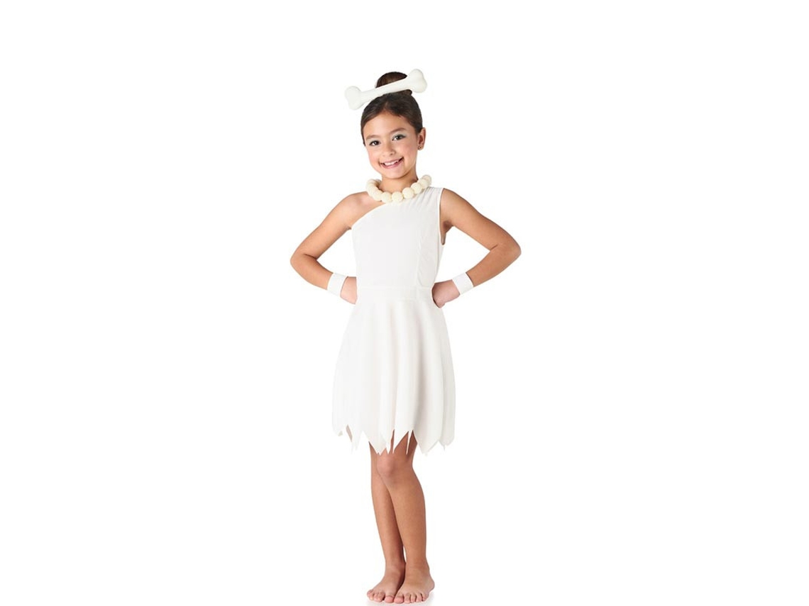 Fato de homem das cavernas branco elegante para menina