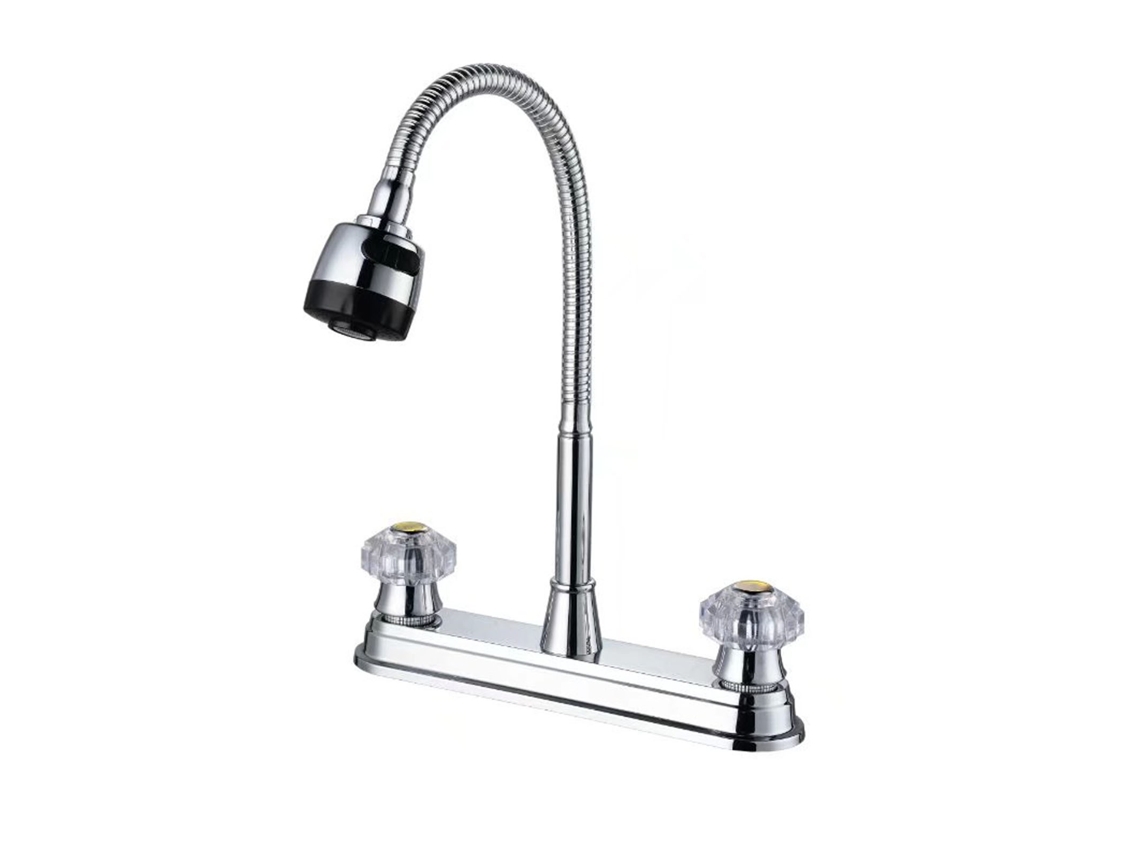 Torneira De Cozinha, Em Aço Inoxidável Escovado, Ducha Extensível Para Água Fria E Quente