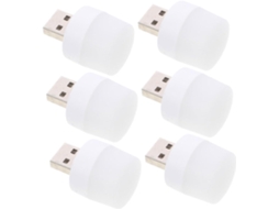 Luzes Noturnas Portáteis De Led Branco Usb, Plástico, Pacote Com 6,
