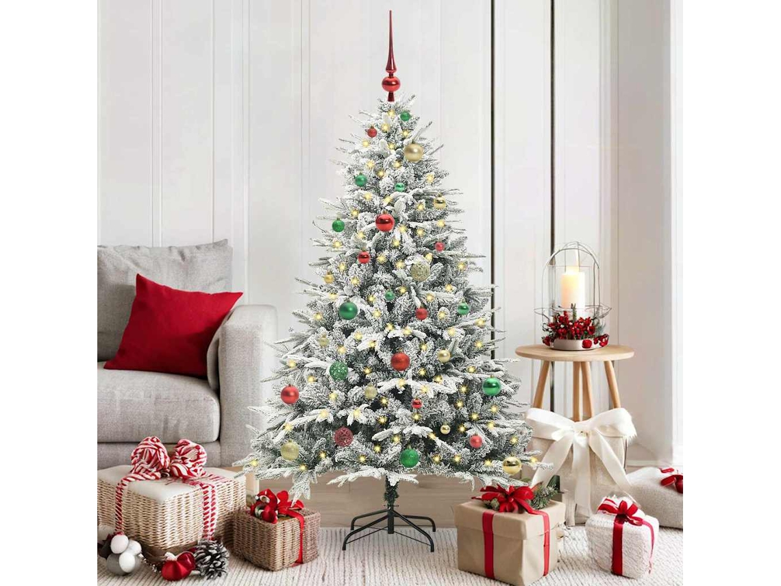 Vidaxl Árvore De Natal Artificial Pré-iluminada Com Conjunto De Bolas