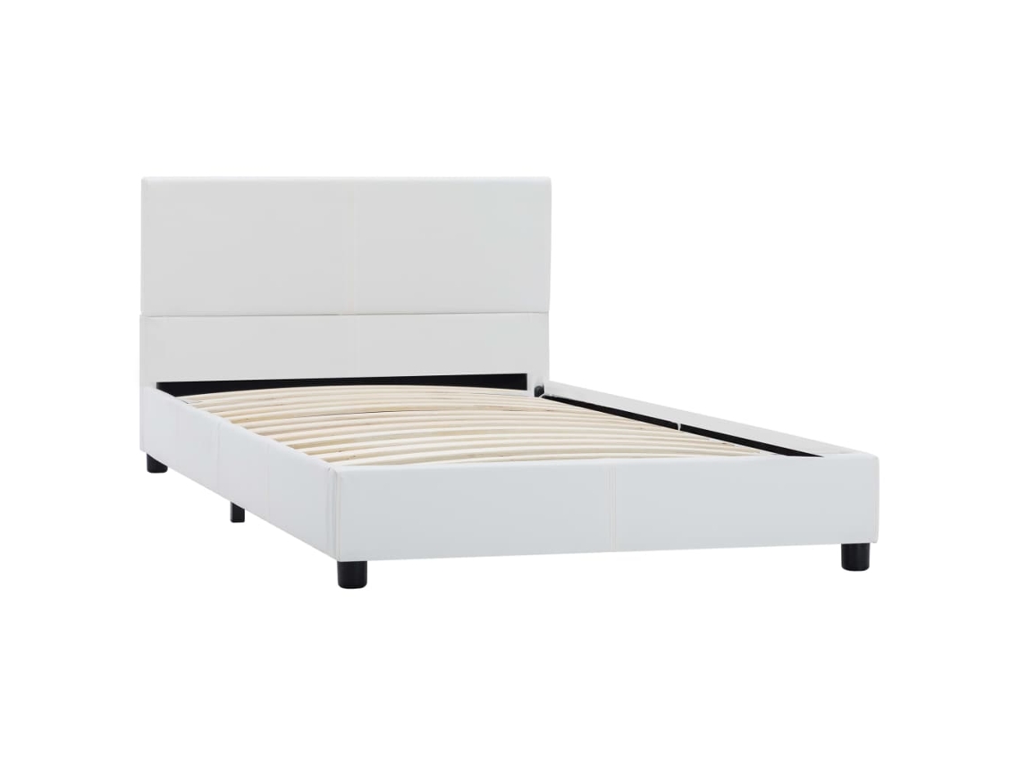 Estrutura de Cama 90x200 Cm Couro Artificial Branco MAISON EXCLUSIVE