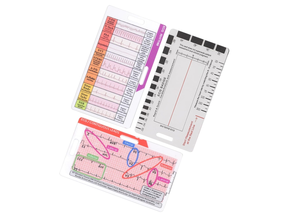 Monitor de ECG com 3 unidades, guia de monitoramento da frequência cardíaca em 7 etapas, rastreador portátil para bolsas.