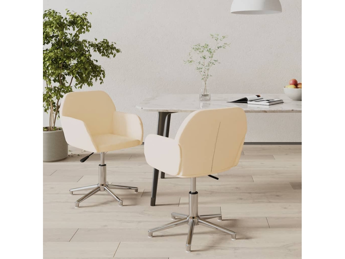Vidaxl Cadeiras De Jantar Giratórias 2 Pcs Tecido Cor Creme
