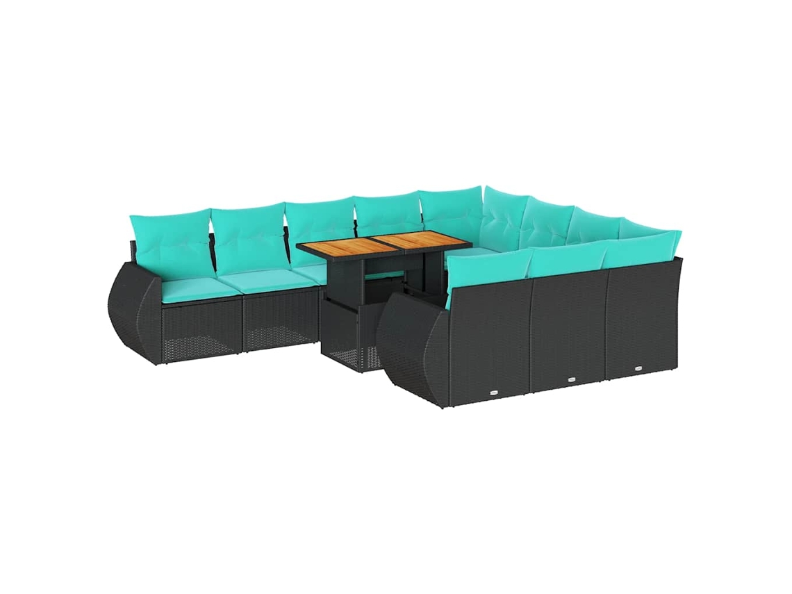 Maison Exclusive - 11 Pcs Conjunto Sofás De Jardim C/ Almofadões Vime Pe Preto
