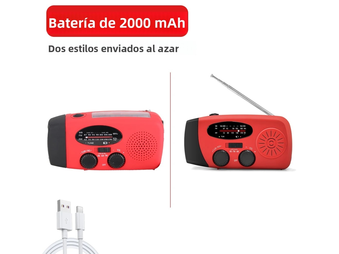 Rádio De Emergência (vermelho) 2000mah