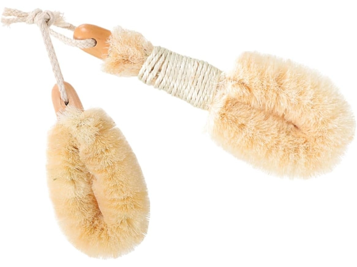 Lurelia Pack De 2 Escovas Corporais De Sisal Para Banho Diário, Fibra De Sisal E Pega Ergonómica