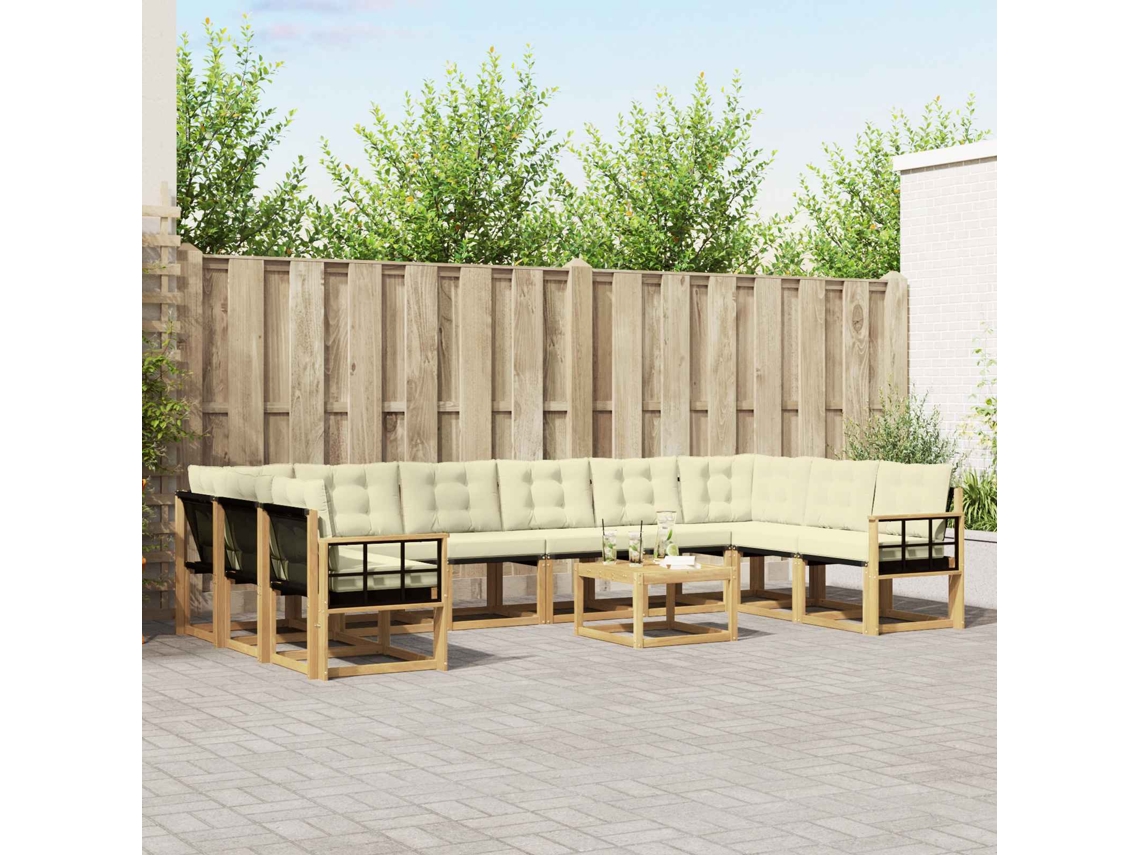 Vidaxl Conjunto De Sofás Para Exterior 11 Pcs Branco E Creme