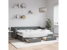 Vidaxl Sofá-cama C/ Gavetão E Gavetas 80x200 Cm Tecido Cinzento-escuro