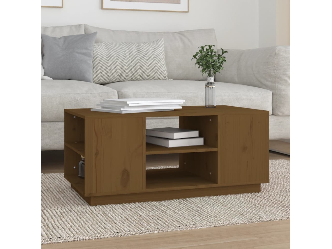 Vidaxl Mesa De Centro 90x49x40,5 Cm Madeira Pinho Maciça Castanho Mel