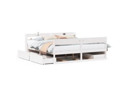 Cama Sem Colchão 200x200 cm Madeira de Pinho Maciça Branco MAISON EXCLUSIVE