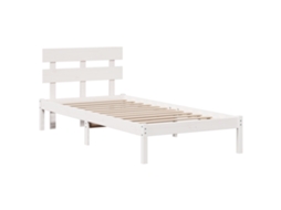 Conjunto 1 Estrutura Da Cama Vidaxl Branco Madeira De Pinho Maciça (90 X 200 Cm)