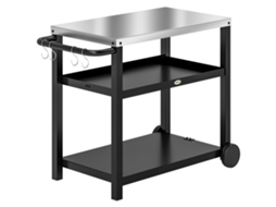 Carrinho de churrasqueira 102x50x81 Cm cinza com prateleiras, bancada e rodas S/MARCA