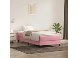 Vidaxl Cama Com Molas/colchão 80x220 Cm Veludo Rosa