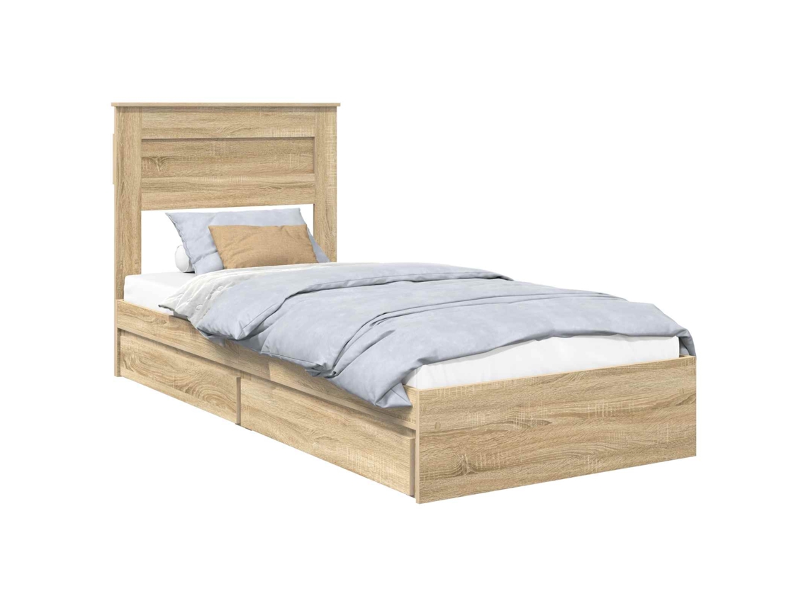 Cama com Armazenamento com Gaveta Carvalho Sonoma 90x190 cm MAISON EXCLUSIVE