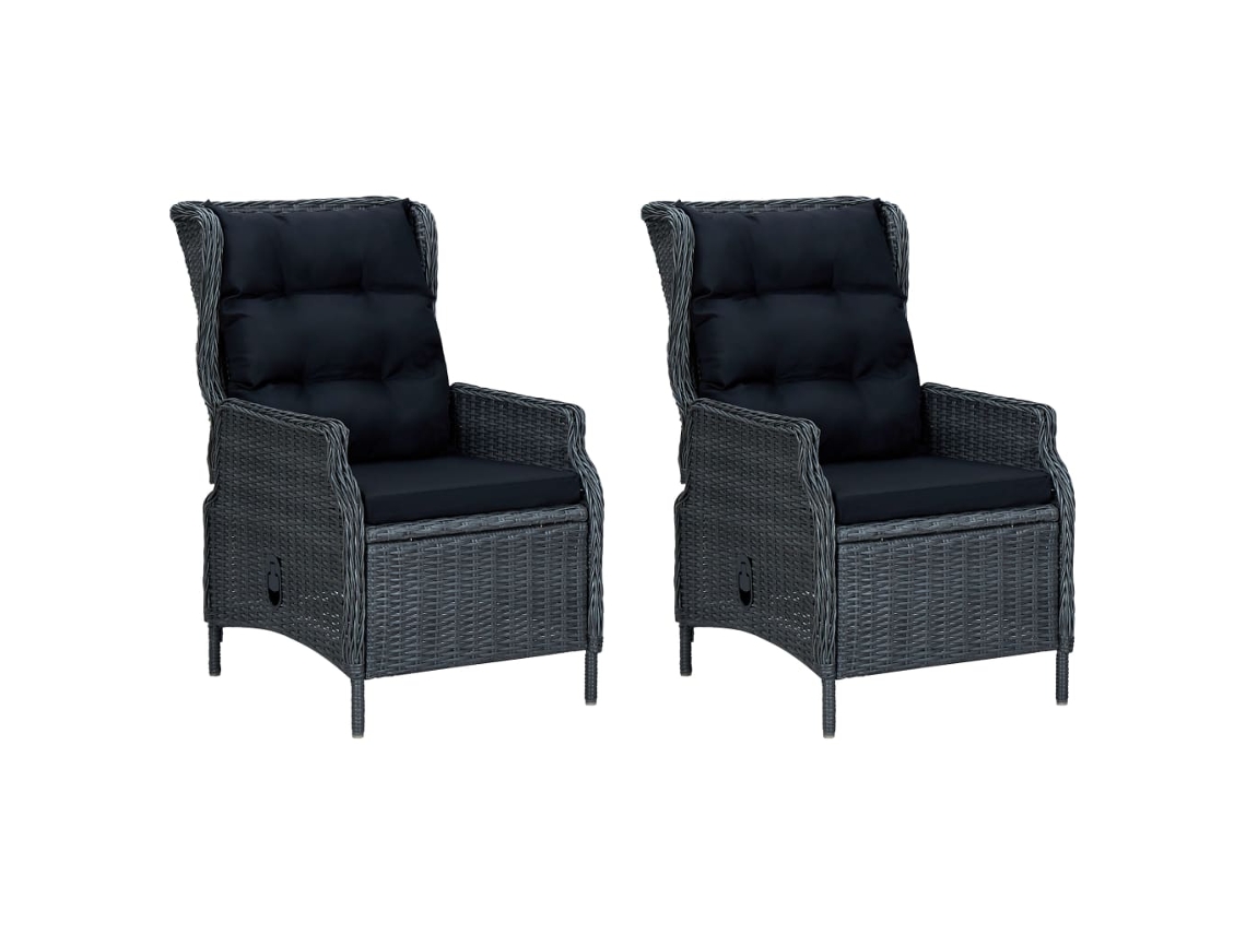 Maison Exclusive - 9 Pcs Conj. Jantar Exterior C/ Almofadões Vime Pe Cinza-escuro
