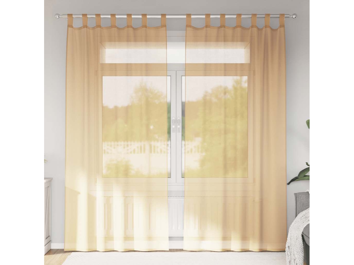 Vidaxl Cortinas De Voile Com Laços 2 Pcs Areia 140x225 Cm