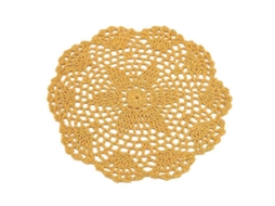 Toalha de Mesa de Crochê Floral em Algodão Redonda 21cm Cor Gengibre | S/MARCA
