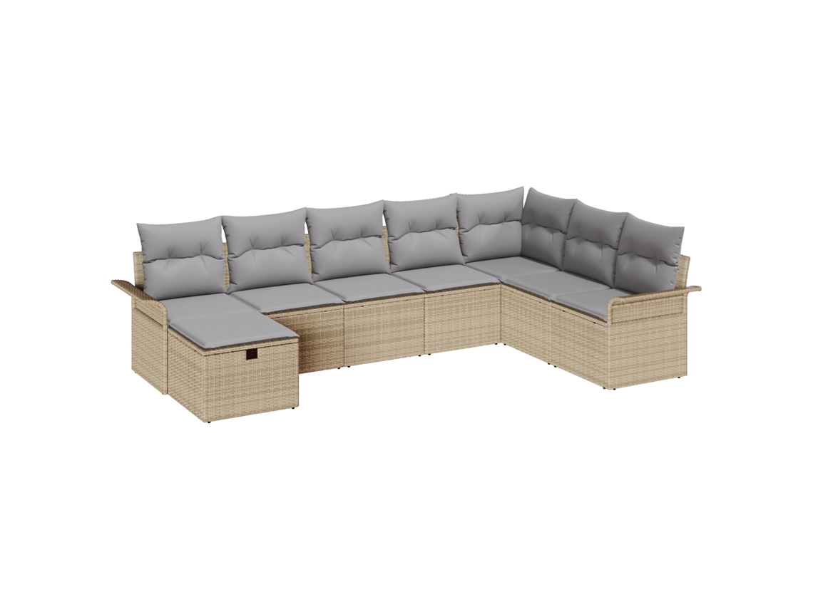 Conjunto 8 Assentos Exteriores Vidaxl Bege Vime Pe (297,5 X 187,5 X 85 Cm)