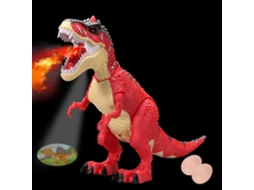 Ats brinquedo de Dinossauro com Luz Led, Controle Remoto, Projeção de Ovo, Dinamite e Respiração de Fogo para Meninos e Meninas Vermelho