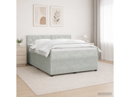 Vidaxl Cama Box Spring Com Colchão Cinzento-claro 140 X 200 Cm Veludo
