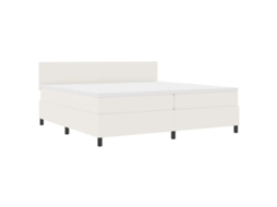 Cama Box Creme e Branco 200 X 200 Cm Veludo Cotele MAISON EXCLUSIVE