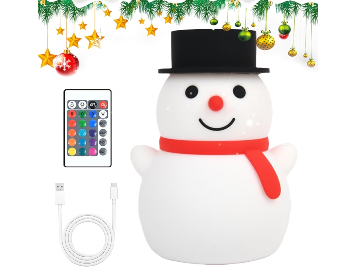 Luz Noturna De Natal Boneco Neve Led Recarregável