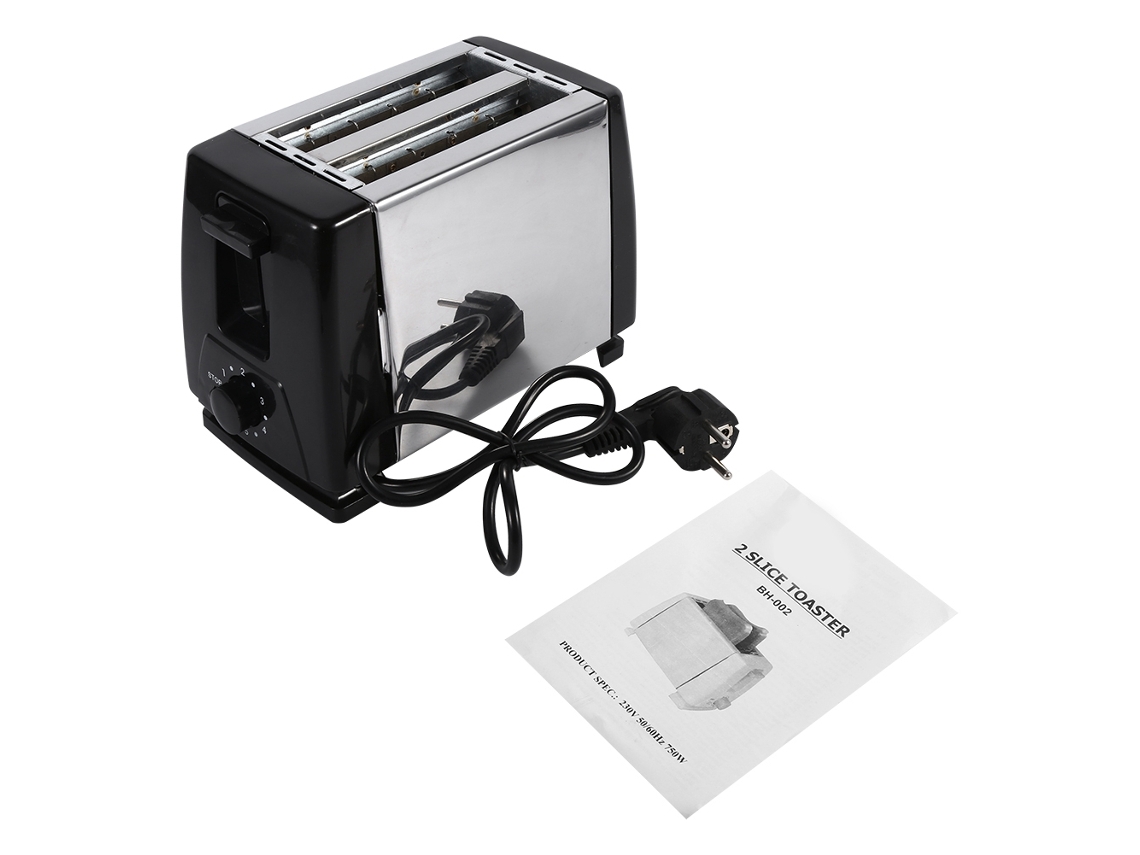 Torradeira 2 Fatias Aço Inoxidável 750w Elétrica Para Café Da Manhã Doméstico Pão Assar Eu Plug 220v
