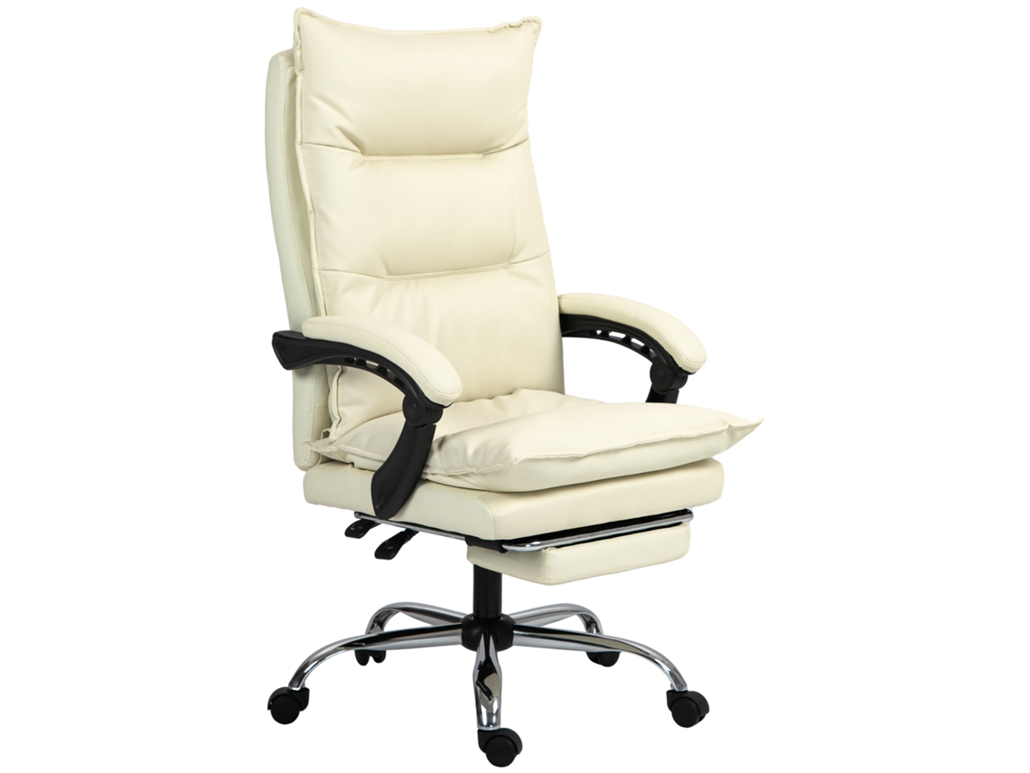 Cadeira De Escritório Ergonômica, Cadeira De Mesa Reclinável, Apoio Para Os Pés, Bege