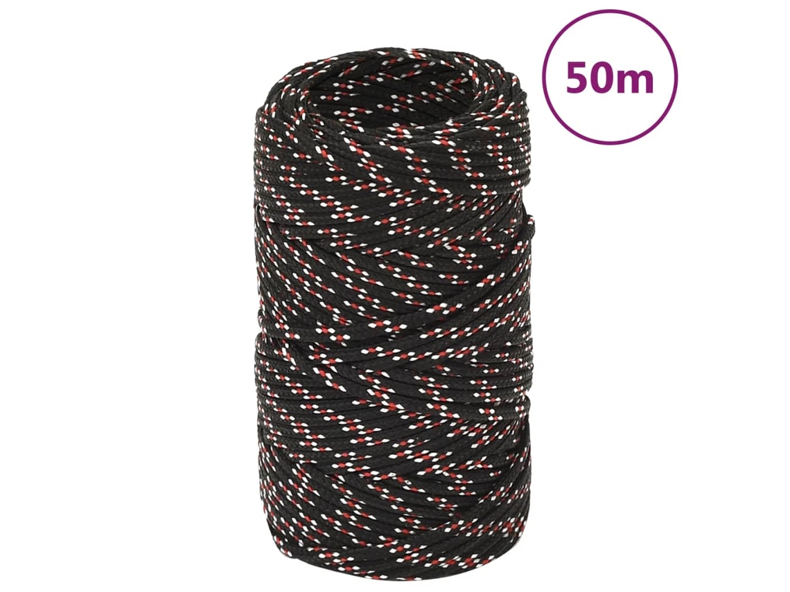 Vidaxl Corda De Barco 2 Mm 50 M Polipropileno Preto