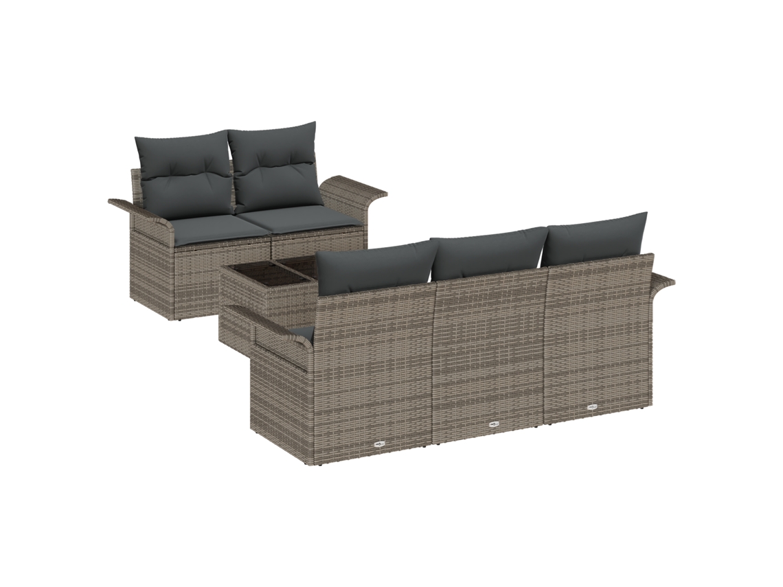 Conjunto 6 Conjunto De Sofás De Jardim Vidaxl Cinzento Vime Pe (55 X 55 X 37 Cm)