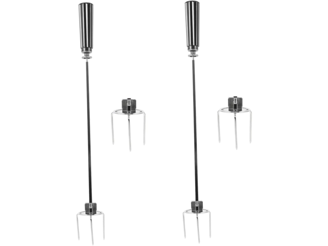 Conjunto De Garfos Para Churrasco E Espeto Giratório Toyvian 2 Peças, Acessório Portátil Para Grelhar Frango E Peru