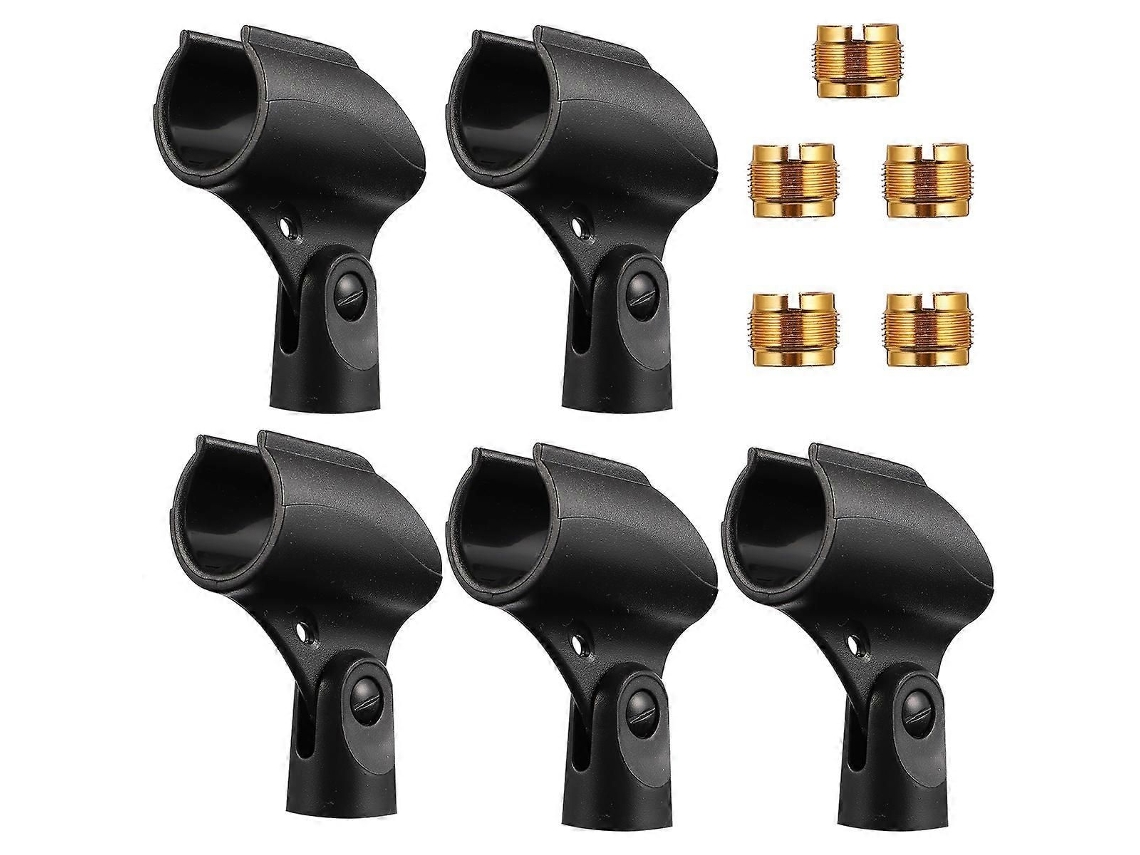Kit Com 5 Suportes De Microfone De Plástico, Com Adaptadores De Cobre, Práticos E Simples