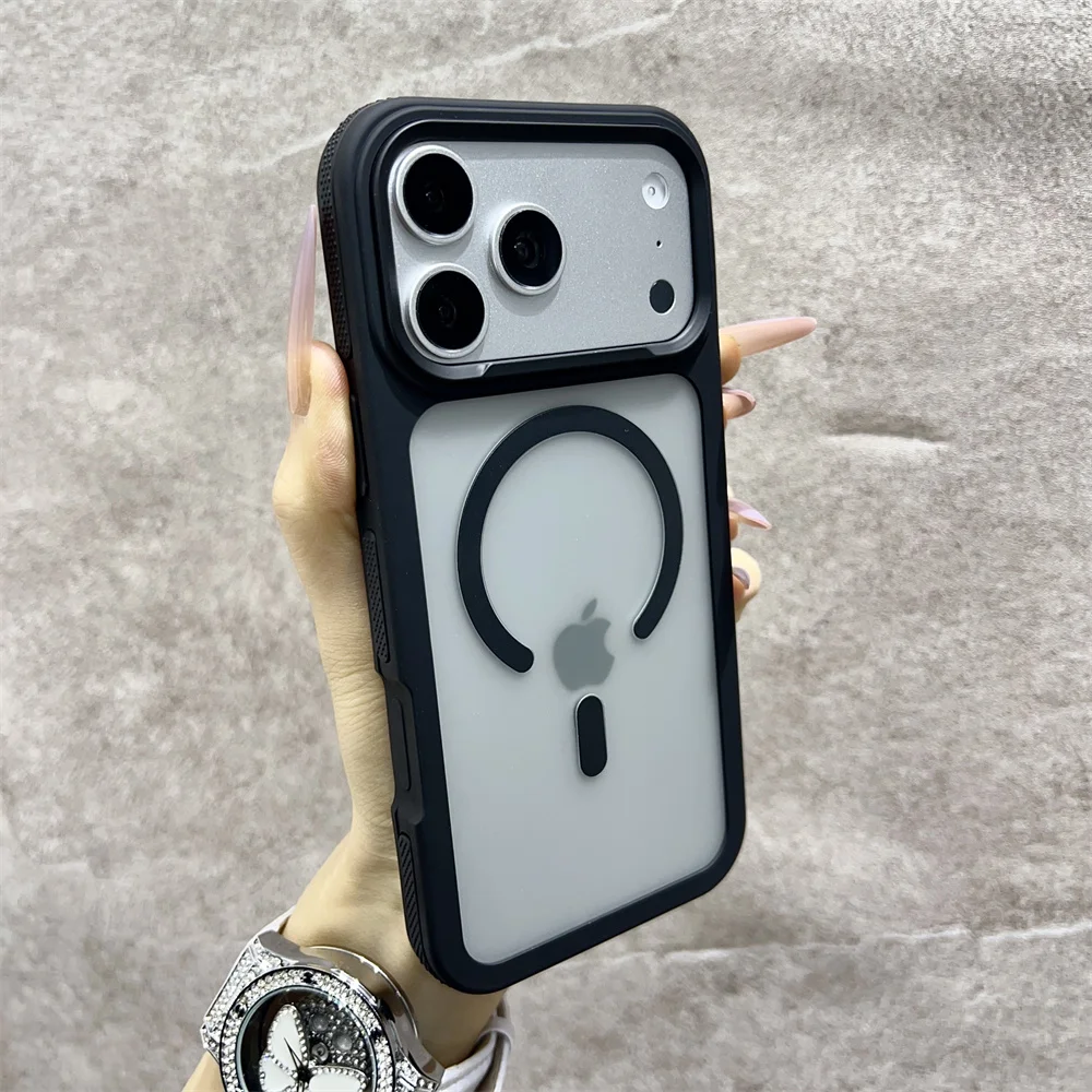 Capa Magnética Fosca Para Iphone 16 Pro (preta), Compatível Com Iphone, Capa Rígida Semitransparente À Prova De Choque.