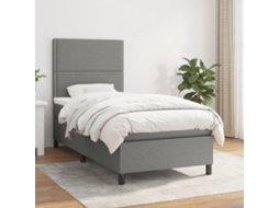 Cama Com Molas/colchão 90x200 Cm Tecido Cinzento-escuro