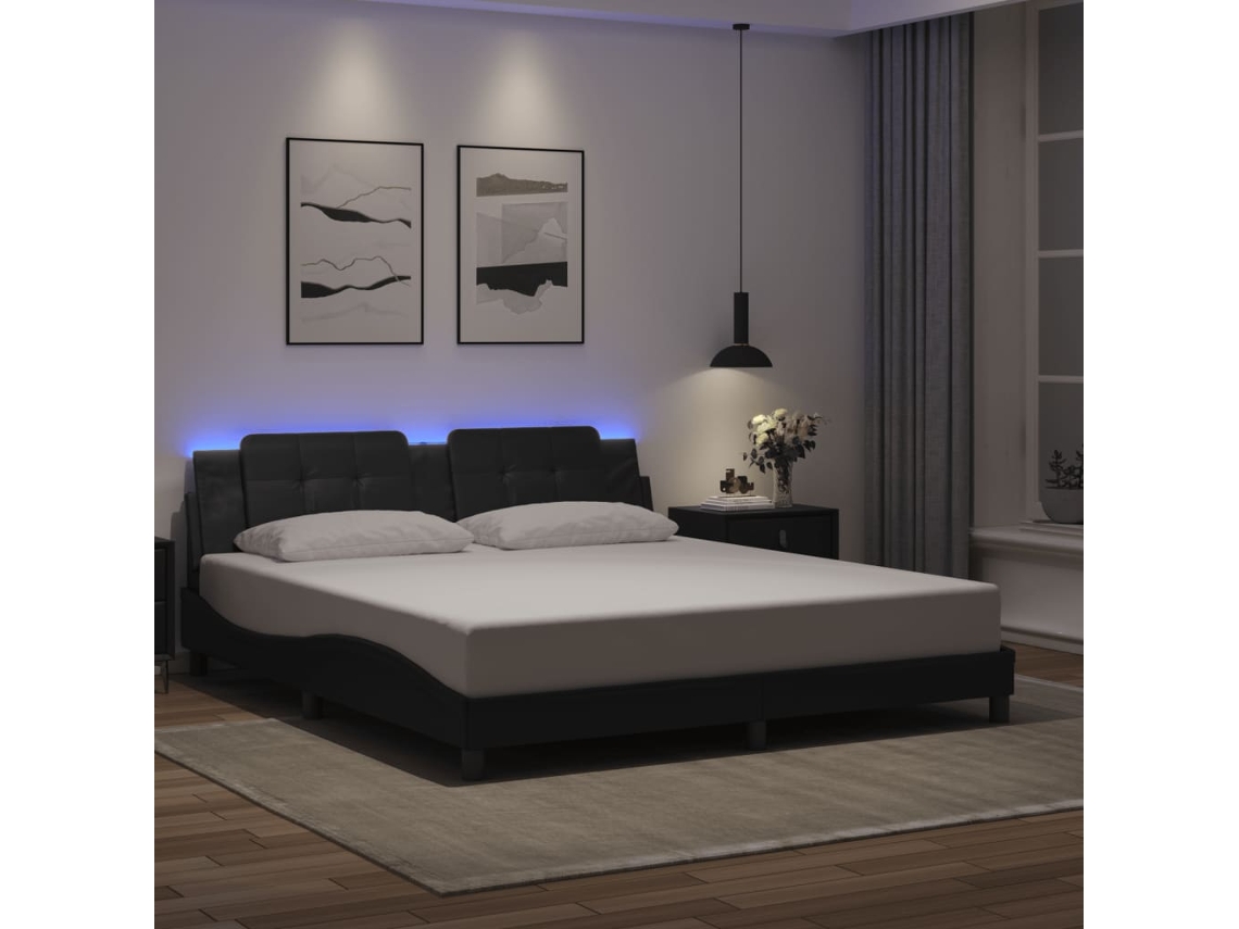 Vidaxl Estrutura De Cama Com Led Sem Colchão Zadar 180x200cm Preto