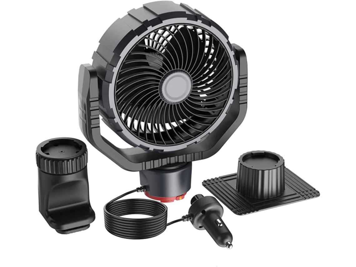 Ventilador Para Carro E Caminhão Com Plugue De Alimentação Veicular, Configuração Interna De Montagem Dupla, Cabeça Do