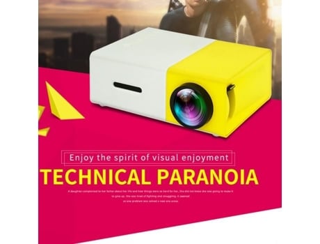 Projetor Led Portátil Yg300 1080p Gaohou Plugue Eu 400 A 600 Lumens Branco E Amarelo
