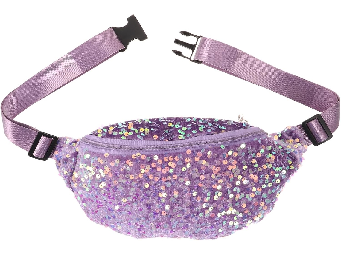Bolsa De Ombro Feminina Ciieeo, Leve, Roxa Com Lantejoulas E Zíper, Elegante Bolsa A Tiracolo.