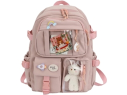 Mochila Leve E Espaçosa Para Meninas Do Ensino Médio Estilo Coreano Com Pingente Broche Fácil De