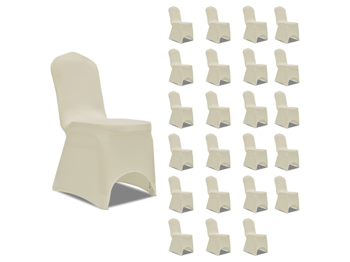 Vidaxl Capa Para Cadeira Elástica 24 Pcs Cor Creme