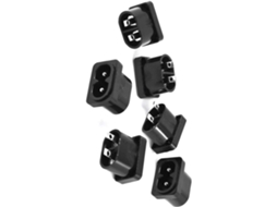 Conjunto de 6 Conectores Iec320 C8 de 2 Pinos, Pretos, 250 V, 7 A, com Dispositivo Antirretorno para CHABERLU