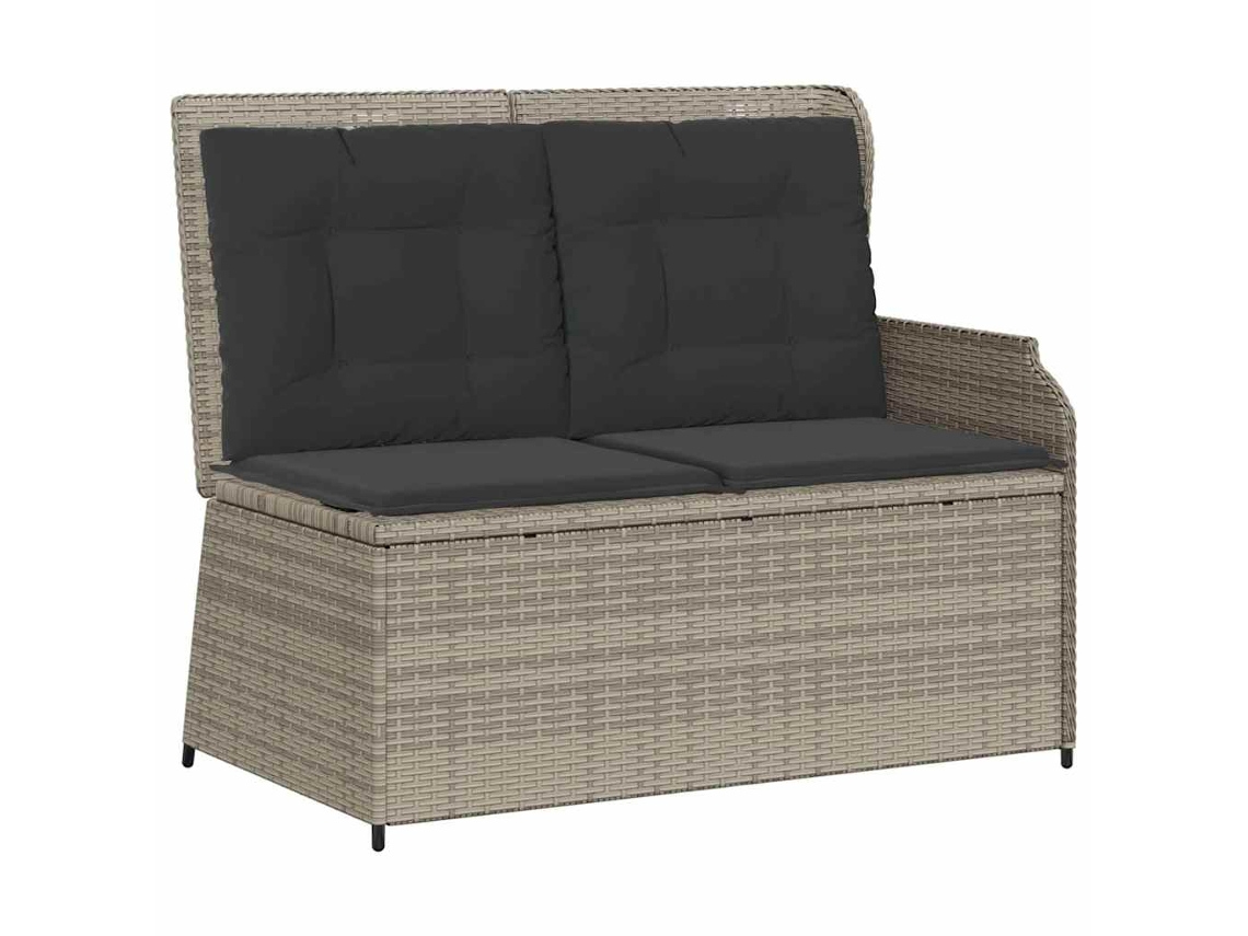 Conjunto 1 Banco De Jardim Vidaxl Cinzento-claro Vime Pe (110 X 67 X 95 Cm)