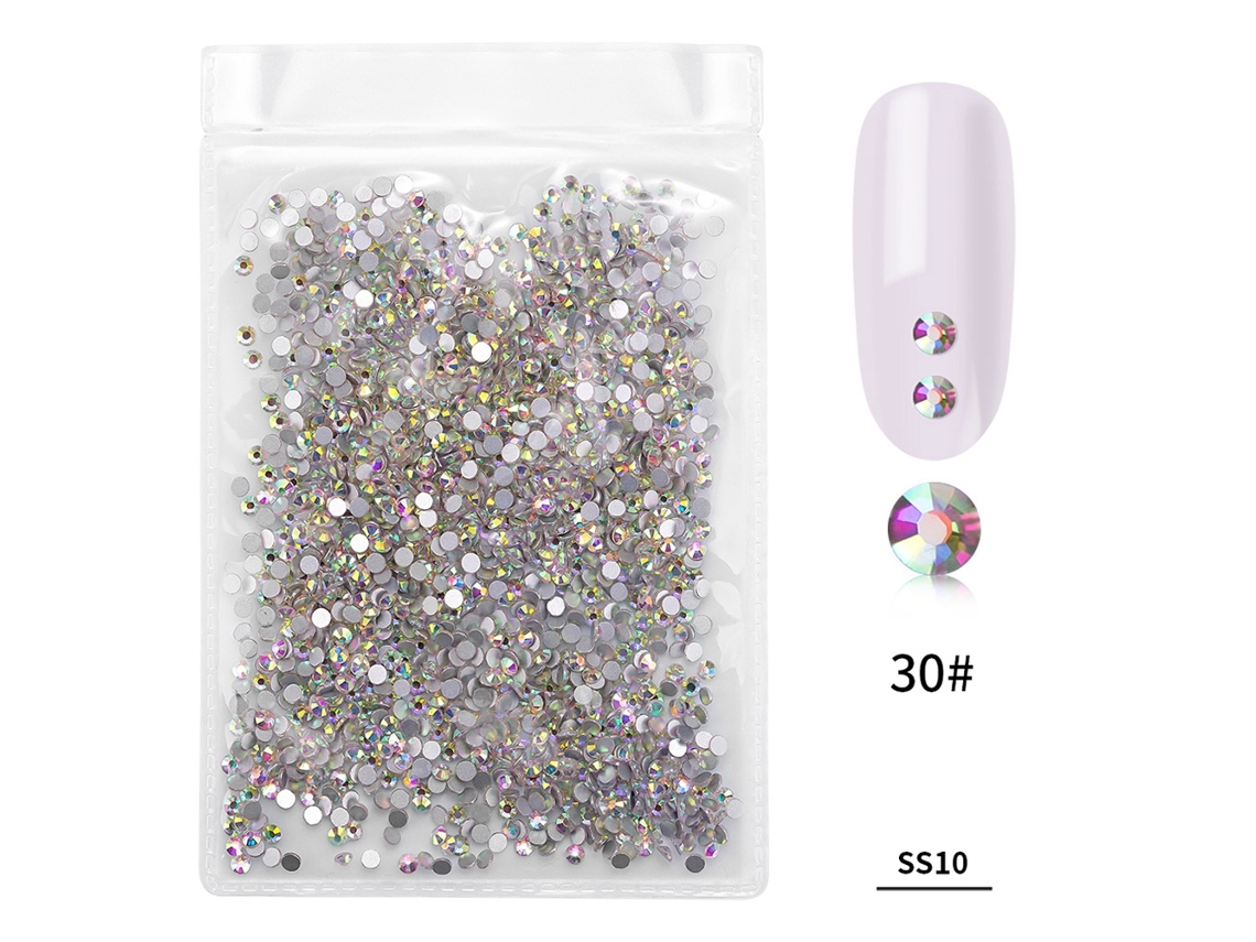 1440pcs Saco De Strass De Unhas Colorido Em Vidro Para Decoração De Manicure Artística (branco Ab)