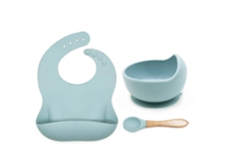Conjunto De 3 Babadores Para Bebês + Prato Com Ventosa, Tigela, Prato + Colher, À Prova D'água, Silicone De Grau Alimentício, Avental Ajustável Para R