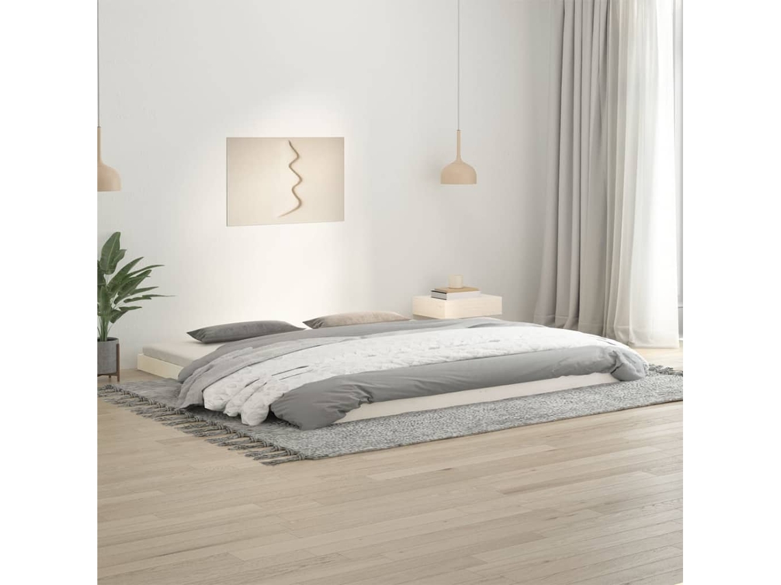 Vidaxl Estrutura De Cama 200x200 Cm Madeira De Pinho Maciça Branco