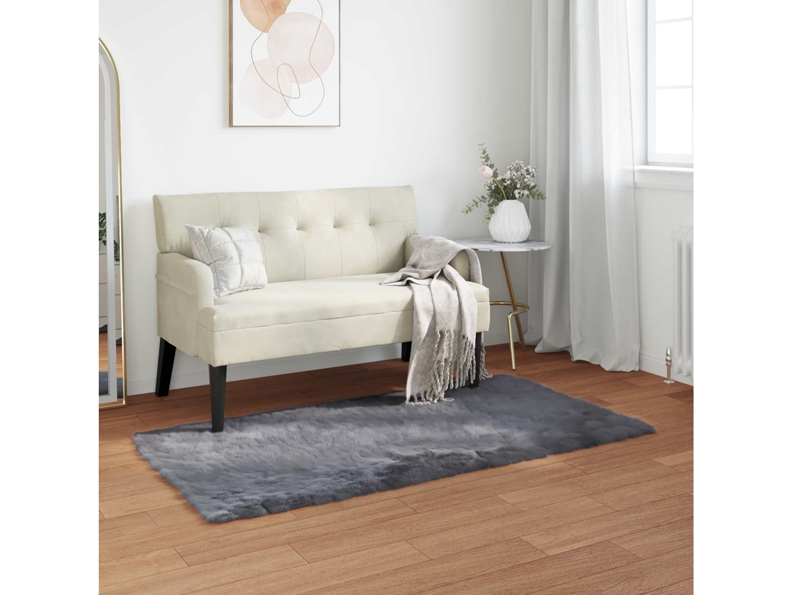 Vidaxl Tapete De De Ovelha Sintética Tafalla Antracite 60 X 110 Cm