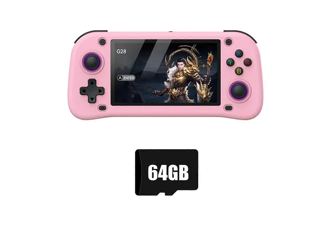 Console de Videogame Portátil Retrô G28, 64 Gb, Tela Hd 4,3 Polegadas, Rosa. GOKOCO