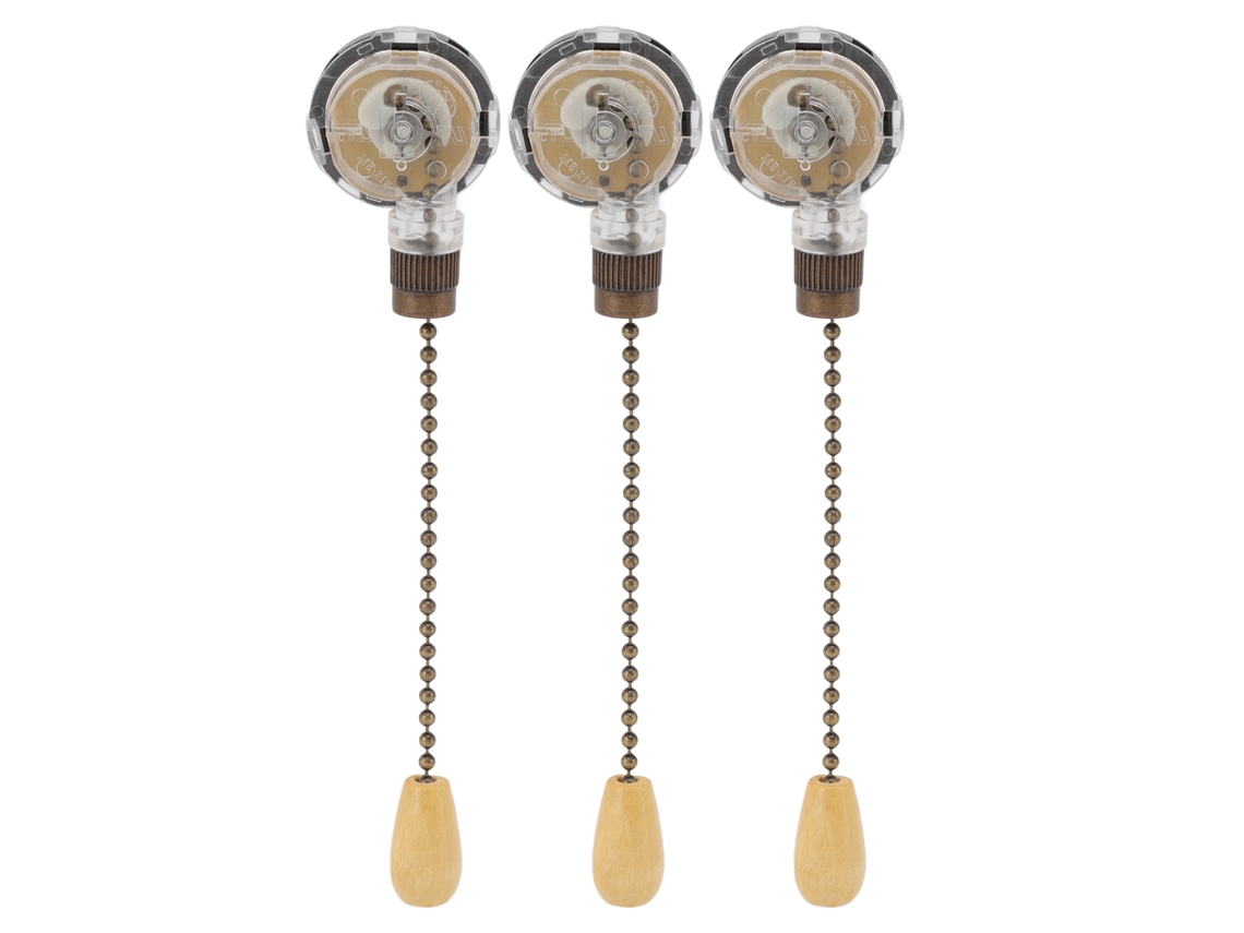 Rebe-3 Peças Interruptor De Cadeia Para Ventilador De Teto Lâmpada Antioxidante Substituição Luz De Teto 250v 125v