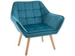 Poltrona de Quarto com Design Escandinavo. Poltrona de Veludo e Madeira. Cor do Petróleo. para Sala de Estar Ou Escritório. 67x61,5x71cm Ge