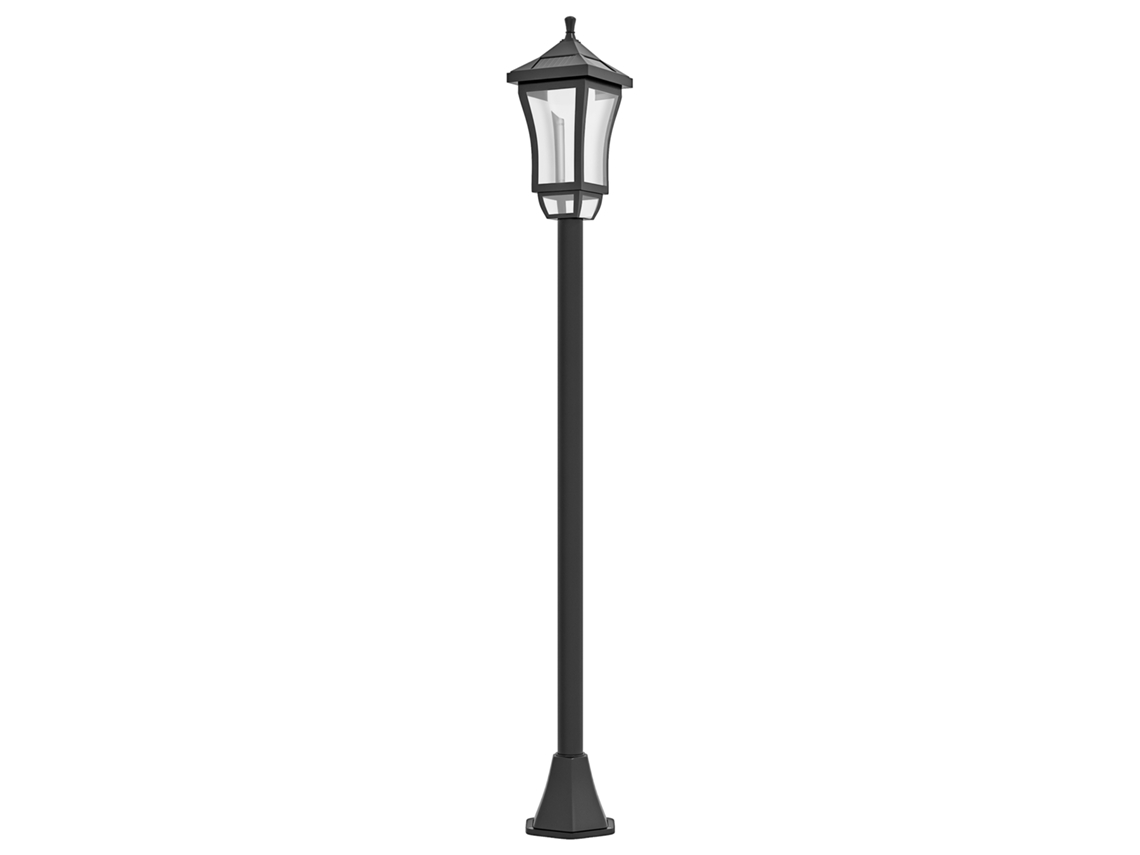 Luminária Solar Externa de Piso Lanterna Clássica Lanterna Led 30 Lm 15 X 15 X 127 Cm Preto